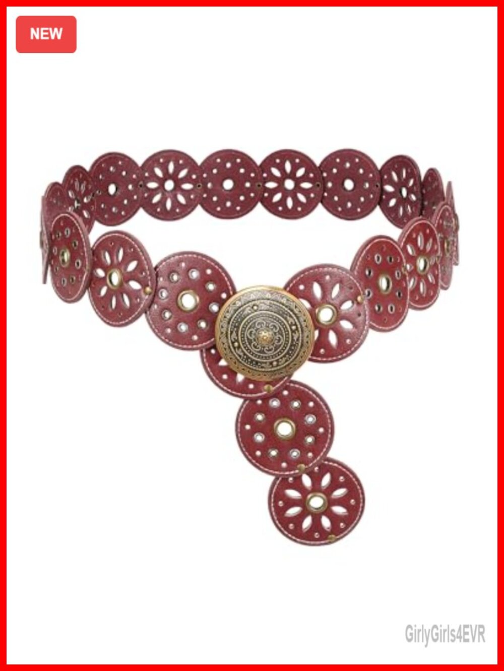 Women's Western Disc Belt Faux Leather Vintage Boho Waist Band